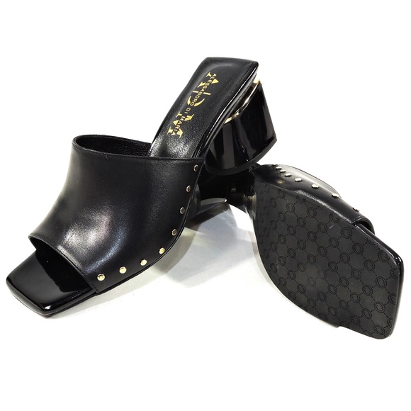 ALESSANDRO DI MARIA 🇮🇹 WOMEN'S BLACK SOFT LEATHER COMFORT SUMMER MULES - Picture 6 of 7